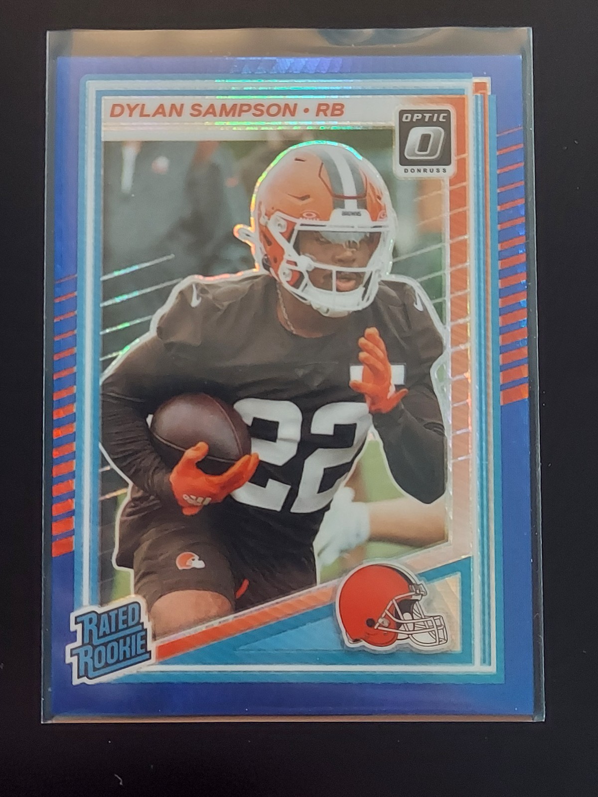 2025 Donruss Optic Football Dylan Sampson Rated Rookie Blue Hyper #238 RC Browns