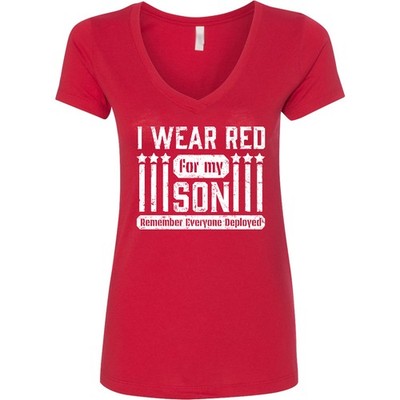 Inktastic I Wear Red For My Son- Remember Everyone Women's V-Neck T-Shirt Friday