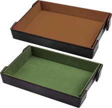 SIQUK 2 Pieces Magnetic Dice Tray Rectangle Folding Rolling Green, Camel 
