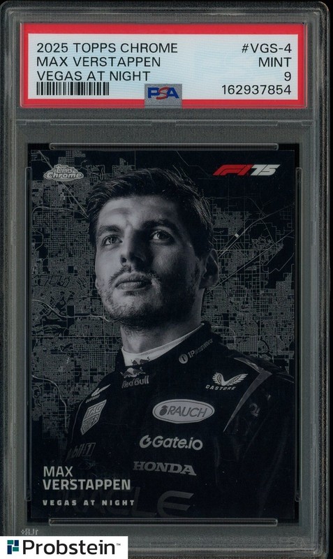 2025 Topps Chrome F1 Formula Racing Vegas At Night Max Verstappen SSP PSA 9