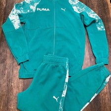 PUMA Essential Mens Stretch Fabric Regular Fit Track Pant Sz medium teal green