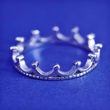 Size 5.75, vintage Sterling silver handmade ring, 925 crown band