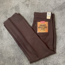 Vintage 90s Levi Pant Men 34x30 Brown 517 Collection Polyester Bootcut Tex Twil