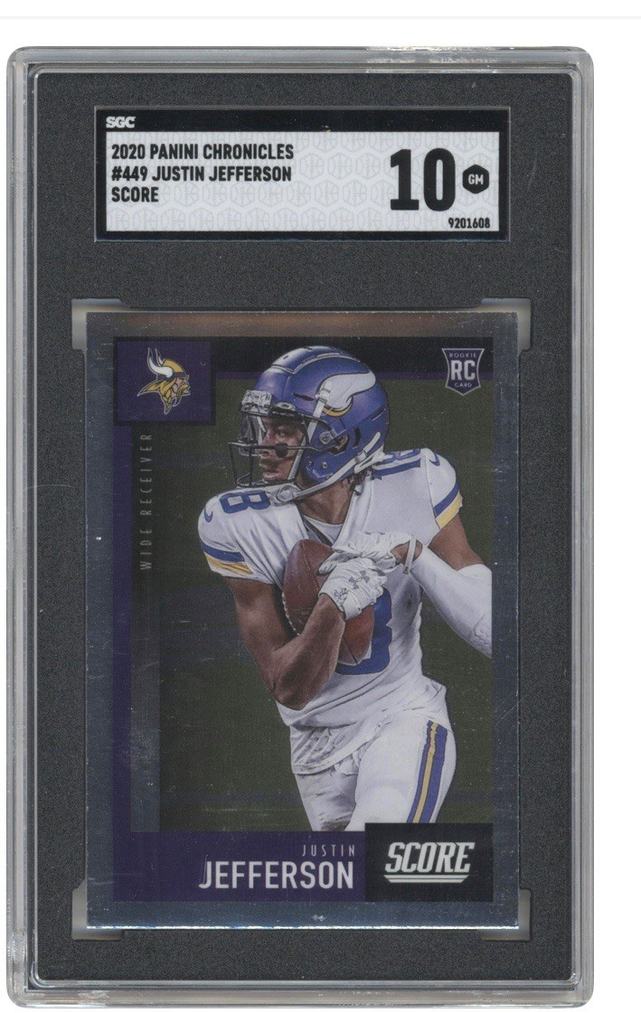 Justin Jefferson 2020 Panini Chronicles Score RC #449 Vikings SGC 10 Gem Mint