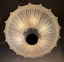 Vtg Chandelier Light Fixture Sunflower Glass Shade MCM Six Sockets USA #L91