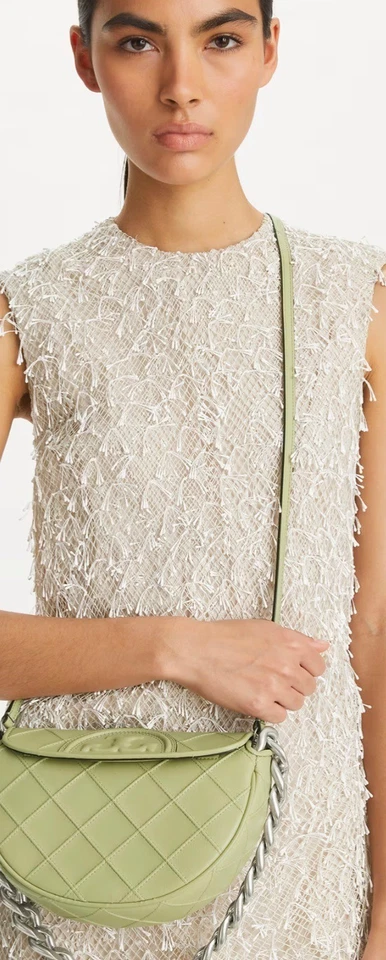 NEW WITH TAGS!!! AUTHENTIC Tory Burch Olive Fleming Crescent Shoulder Bag - Image 4 of 4