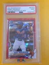 Ronny Mauricio 2021 Bowman Chrome Sapphire Edition PSA 9 Red Refractor #06/15 SP