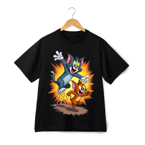 Tom and Jerry Cartoon Graphic T-Shirt - Retro Style Funny Streetwear Tee