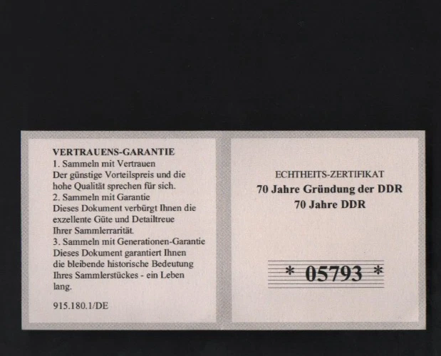 70 Jahre Gründ. DDR,Gigant Medaille Cu vergoldet,PP,  110 Gr. 70 mm, Zertifikat - Bild 3 von 4