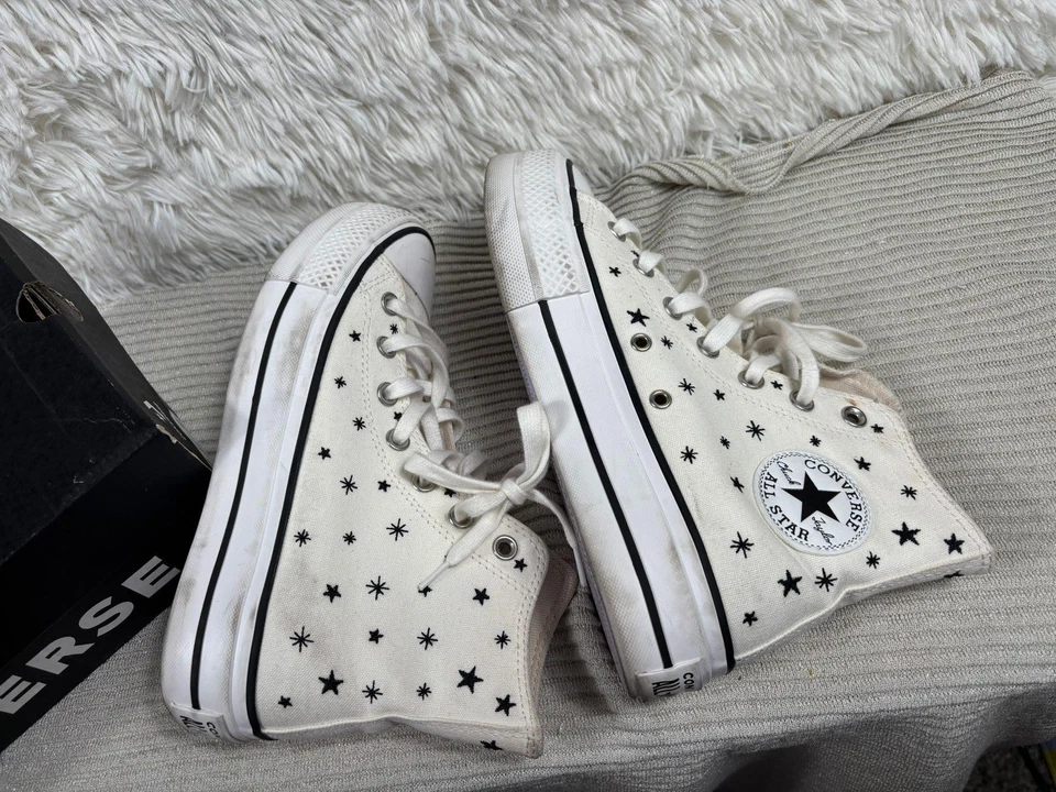匡威 Converse Chuck Taylor All Star Lift 鞋女式 7 码 Egret Star 印花高帮 — 第 4/4 张图片