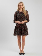 Calvin Klein Women’s Floral Mini Dress Size 4 Flutter Ruffle Sheer Feminine