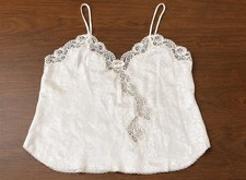 Vintage Christian Dior Union Made Ivory Lace Jacquard Satin Camisole Cami M USA