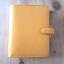 Filofax Pocket Finsbury Organiser Grained Yellow Leather Card Slots Planner