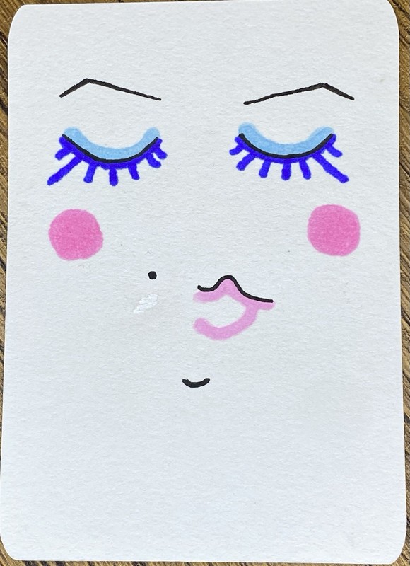 ACEO Handmade Minimalist Woman Face Drawing Illustration Art Ink on Paper