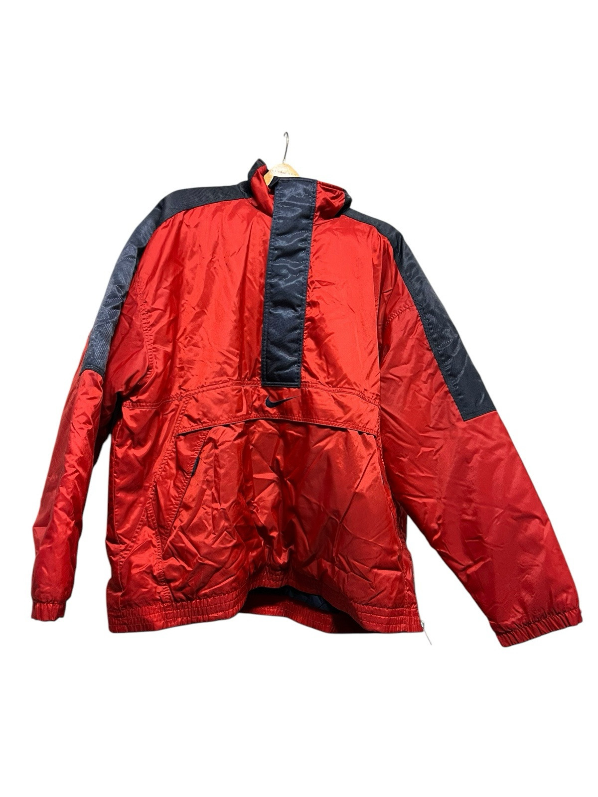 Vintage 90s Nike Jacket Mens XL Center Swoosh 1/2 Zip Red Pullover image 2