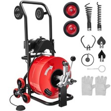Vevor Drain Cleaner Machine 100ft X 34inch Auto Feed Sewer Auger Multi Wheels