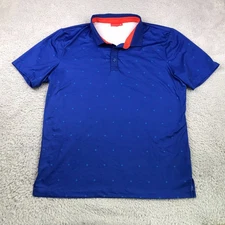 Redvanly Sheridon Polo Shirt Mens L Olympic Blue Patterned Performance