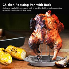 Chicken Roasting Pan Vertical Chicken Roaster Rack Food Grade For Kitchen -H
