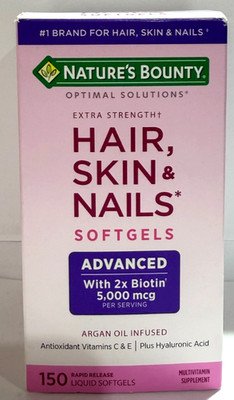 Nature s Bounty Hair Skin & Nails Extra Strength 150 ct Exp 03/2027