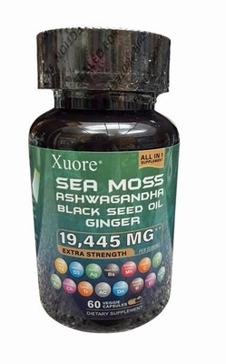 8 in 1 Sea Moss Black Seed Oil Ginger Ashwagandha Turmeric Vitamin C D3 Suppleme