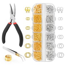 1200 Pcs Jump Rings for Jewelry Making Supplies, Necklace Repair Kit with Pli...