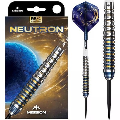 Mission Neutron Darts Steeldarts 95% Tungsten - Blau Gold PVD - 30 - 32 - 34 gr