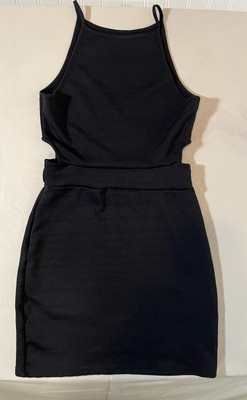 Makers of Dreams Dress Womens Medium LBD Black Mini Bodycon Strappy Stretch