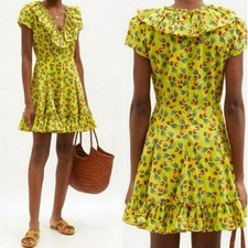 Muzungu Sisters 100% Cotton Yellow Berry Snail Acid Julia Mini Dress Size Large