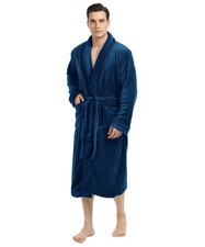 Luxury Ultra Soft Mens Robe Plush Fleece Long Large-X-Large Pack of 1 , Navy