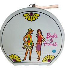 Vintage 1965 Mattel Barbie  Francie Round Vinyl Carrying Case 5020 Mod Blue