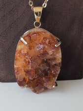 Raw Citrine Pendant with gold plated chain 