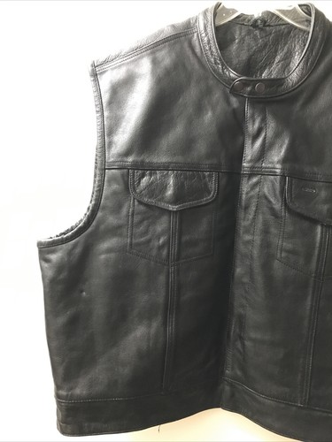XELEMENT ADVANCED MOTORCYCLE GEAR MEN'S LEATHER BIKER VEST SIZE 5X - Picture 4 of 11