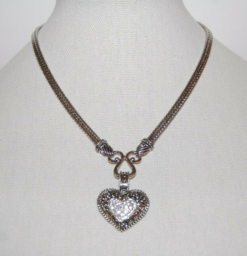 ELEGANT LIA SOPHIA COUTURE LOVE DUST SILVERED HEART RHINESTONES