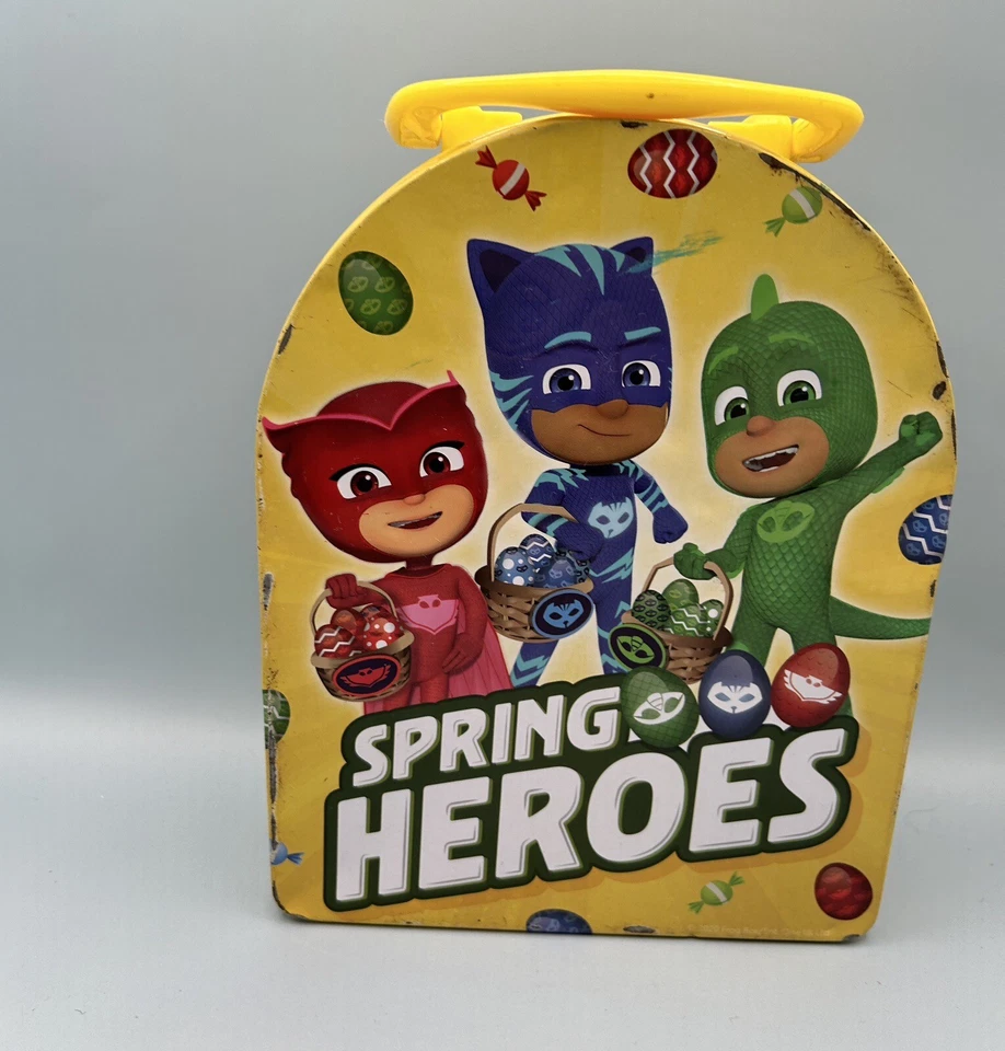 Máscara PJ Huevos de Pascua Héroes de Primavera Amarillo Estaño Arqueado Fiambrera Foto 2 de 4