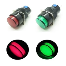 16mm Push Button Switch Round LED Indicator Light NO NC 12V 24V 220V Red Green