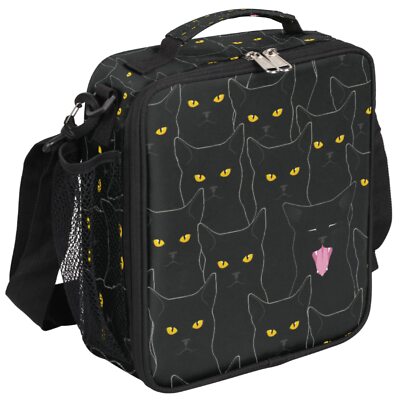 Cute Black Cat Kids Lunch Bag for Boy Girl Kitten Insulated Lunch Box Cooler ...