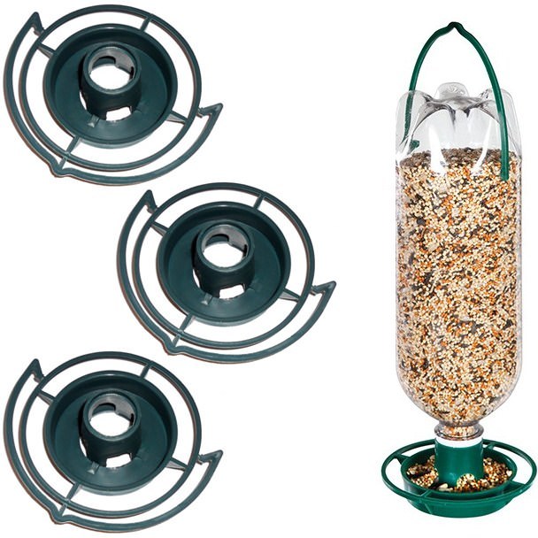 Hanging Plastic Soda Bottle Top Wild Bird Feeder Kit Green Jmk