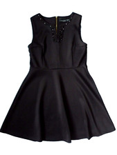 Cynthia Rowley Dress 12 Black Sleeveless Embellished Sparkly Front