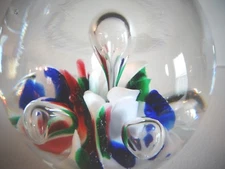 Joe St. Clair Art Glass Multi Color Trumpet Flower Paperweight 3"