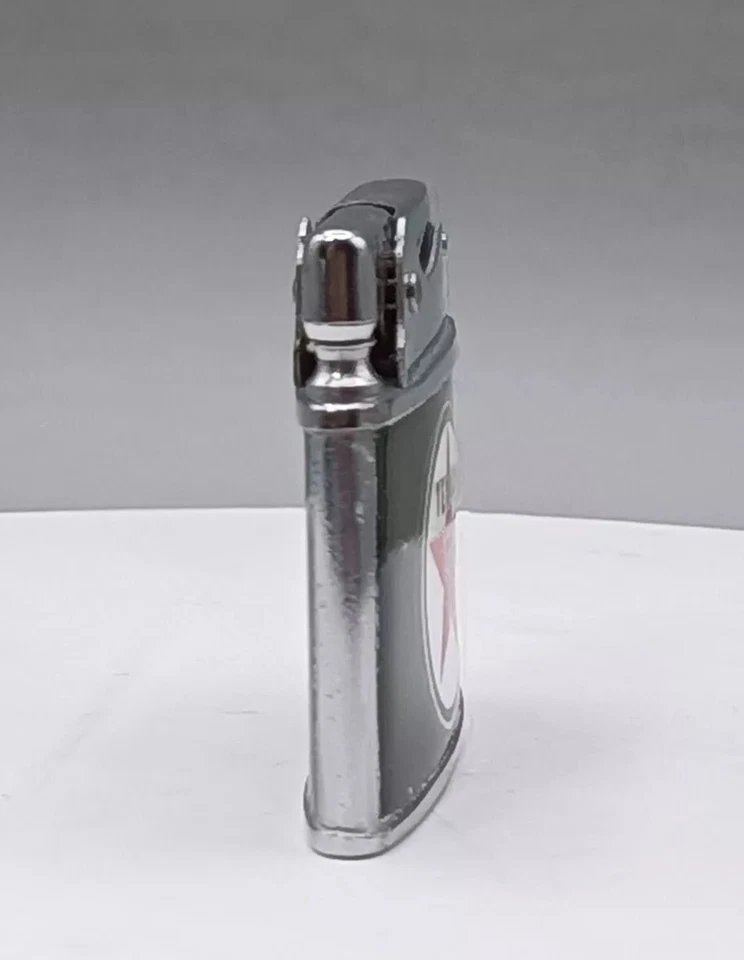 Encendedor de gasolina vintage Texaco de gas y aceite con anuncio plano de doble cara - sin encender - RARO Foto 4 de 4