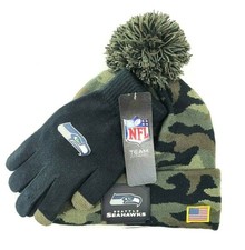 NFL Seattle Seahawks Green Camo Salute To Service Knit Beanie Hat Glove Set