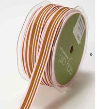 1/2" Grosgrain Variegated Stripes Ribbon - May Arts -TG93 - Pink/Brown - 5 Yds.