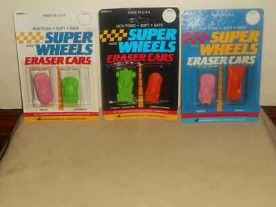 Vintage DIENER SUPER WHEELS Eraser Cars No. 9350 Complete Series 1 2 3 Nos 1980