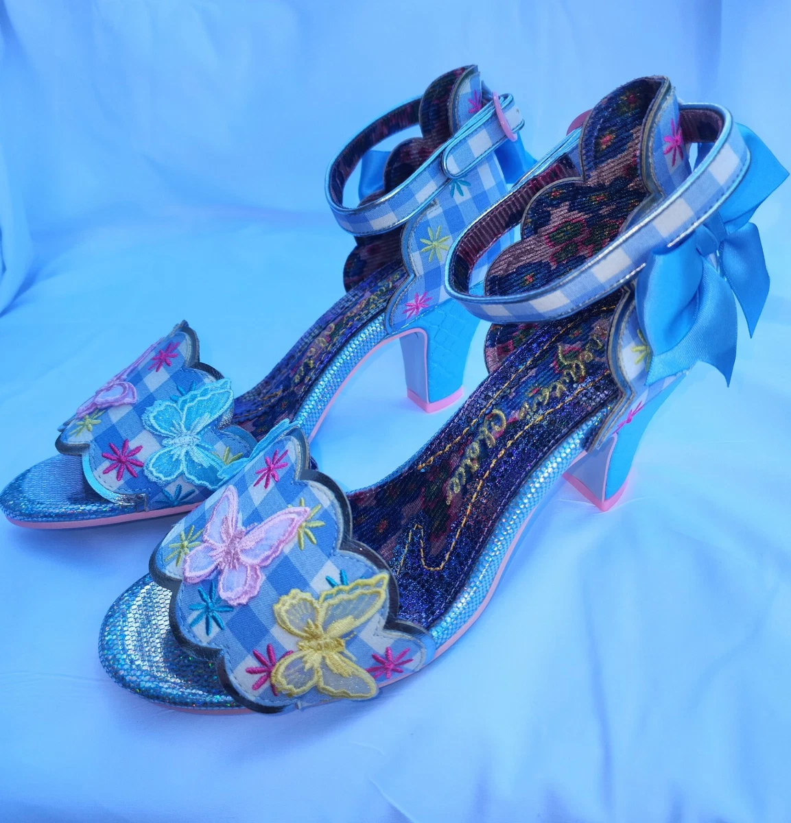 Blue heels shop with bow