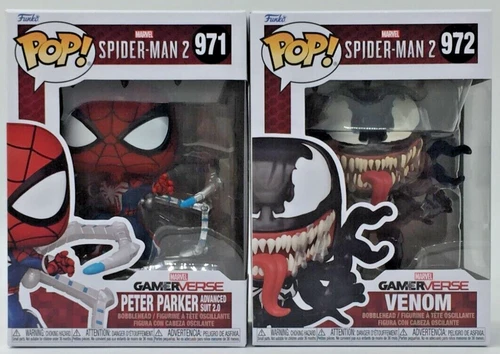 Funko POP! Gamerverse SM2 Venom #972 Peter Parker #971 Set of 2 With Protectors