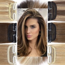 One Piece Hair Pad Topper Clip-In 100 Remy Human Hair Extensions Side Highlight