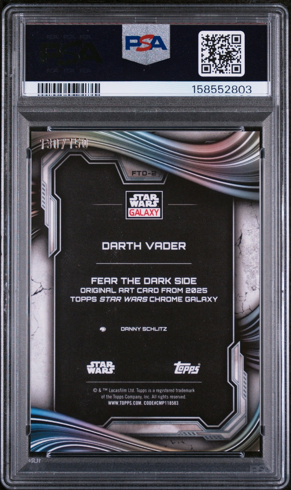 2025 TOPPS CHROME STAR WARS GALAXY FEAR THE DARK SIDE DARTH VADER 130/150 PSA 10 view 2