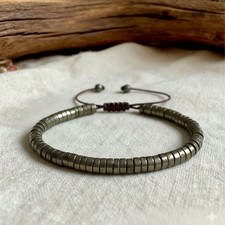 Natural Pyrite Dainty Bracelet Gemstone Minimalist Healing Grounding Jewelry