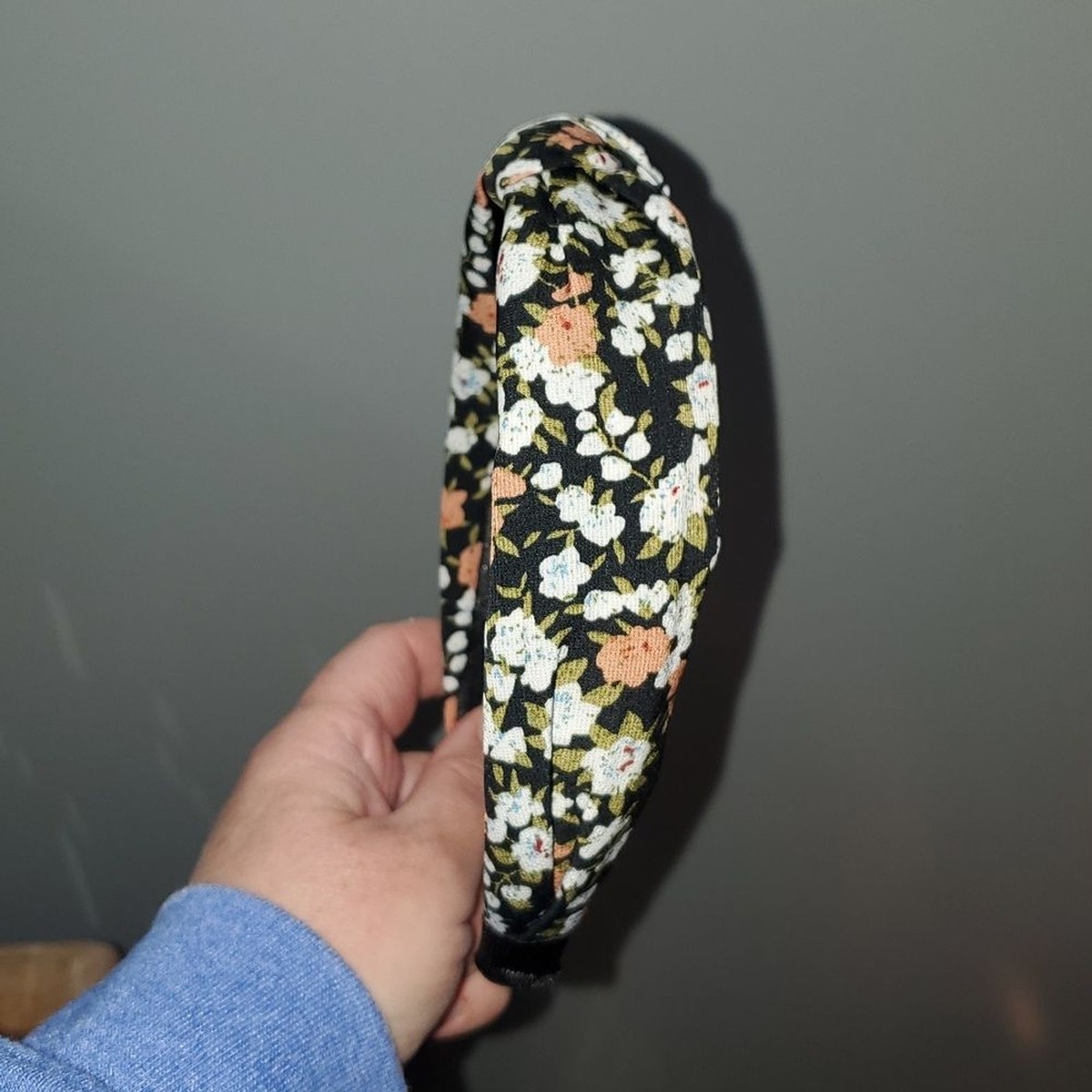 New handmade boutique floral top knot flexible wide headband  display picture 2