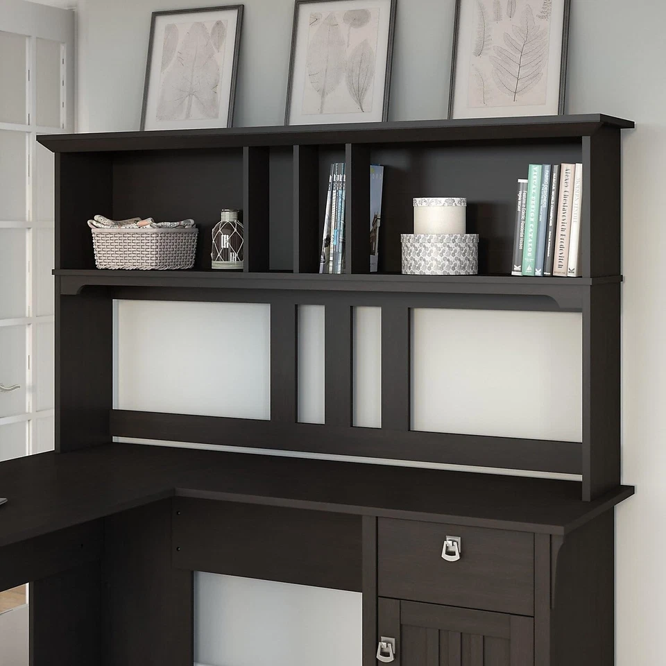 Salinas 60W Hutch for L Shaped Desk in Vintage Black - Image 2 of 4